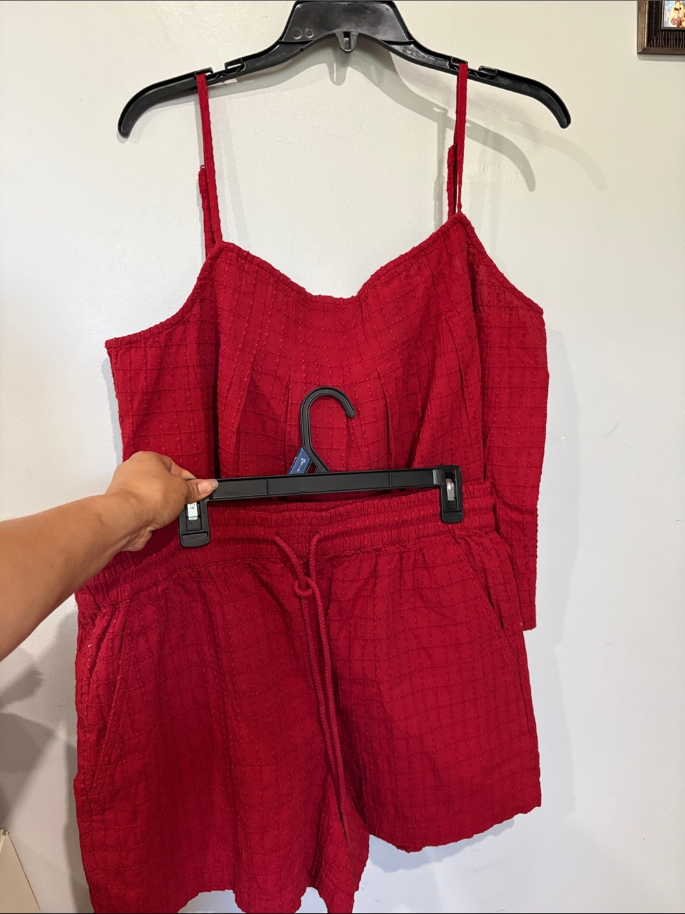 LOU&GREY Red Two-Piece Textured Tank & Shorts Set XL-L
